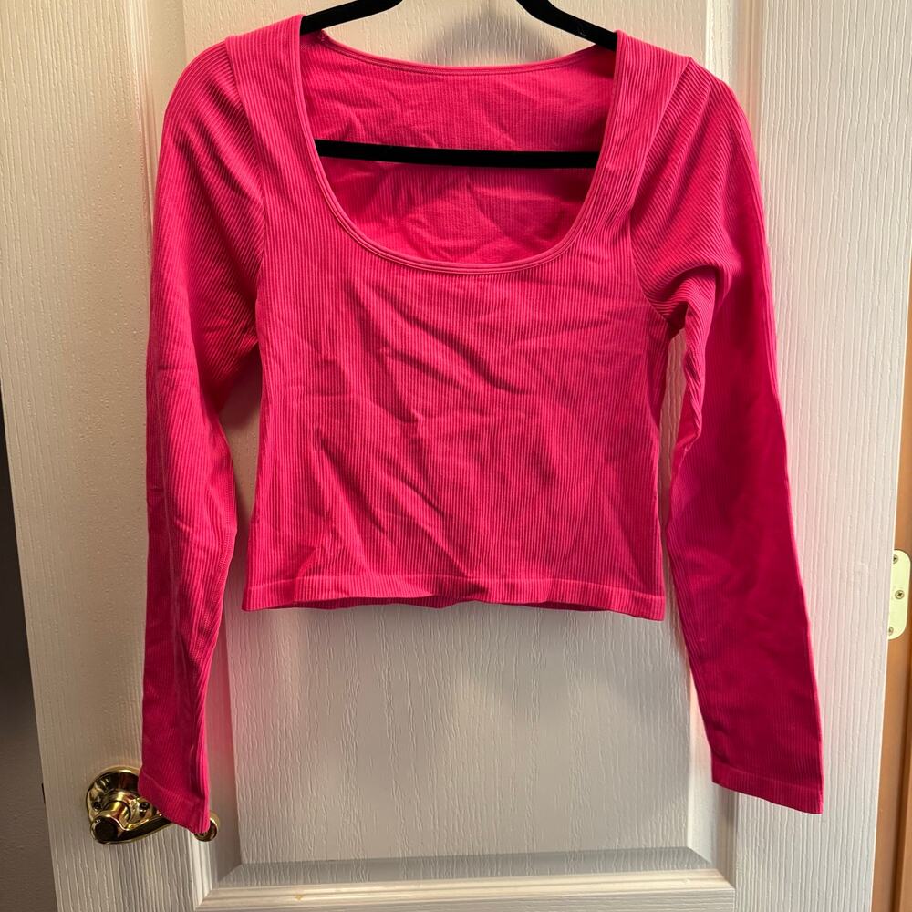Cropped Ribbed Long Sleeve T Size XL